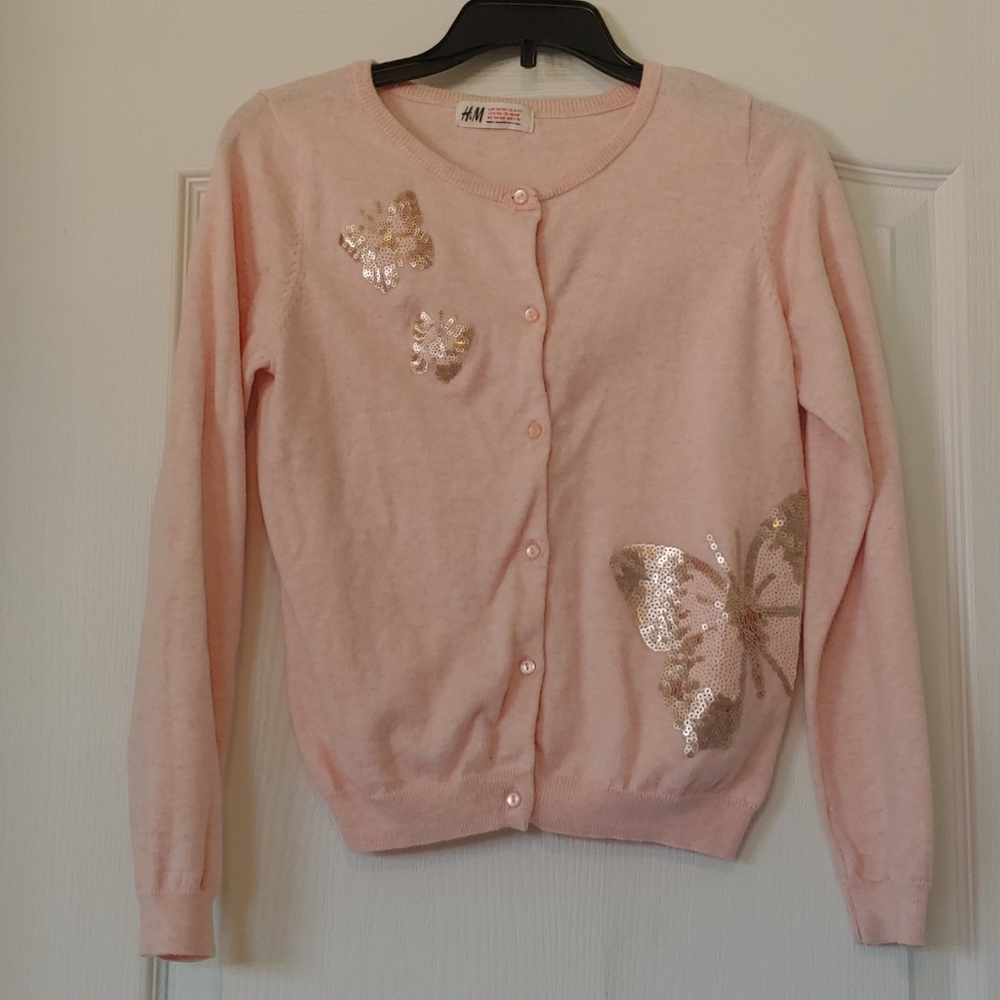 Long sleeve button up butterfly sweater